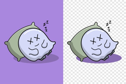 Cute friendly ghost sleep on pillow. Halloween concept. Simple premium design vector