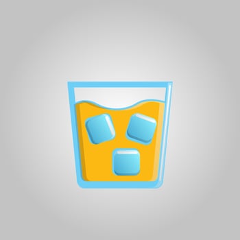 Big refreshing tasty strong new alcoholic whiskey cocktail with ice in a glass with ic vector