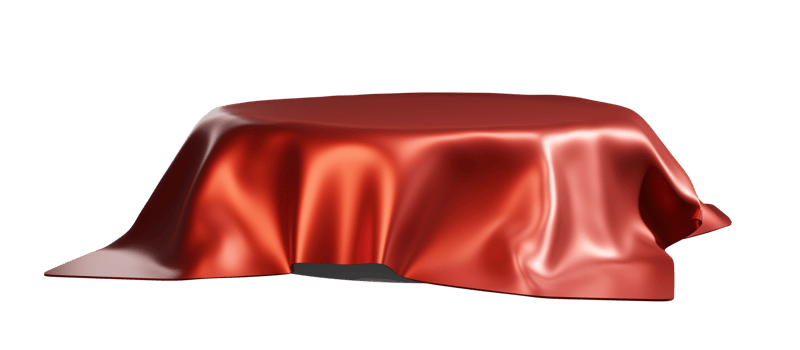 3d render of isolated podium with red silk cover. Isolated product display platform with fabric. Hide gift pedestal. Advertising mockup template png