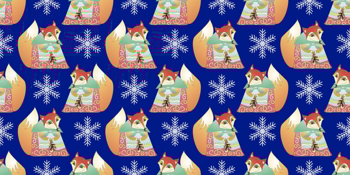 Vector seamless pattern with cartoon fox. Animal print. children background.