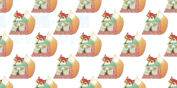 Vector seamless pattern with cartoon fox. Animal print. children background.