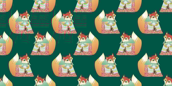 Vector seamless pattern with cartoon fox. Animal print. children background.