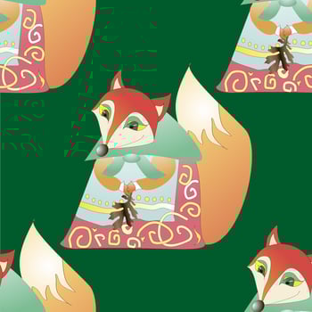 Vector seamless pattern with cartoon fox. Animal print. children background. Baby illustration