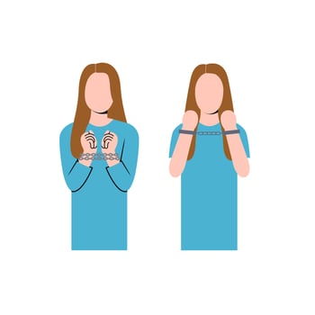Set of Handcuffed Woman Character vector