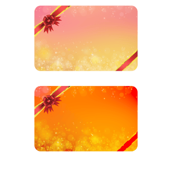 GIFT CARD template with luxury red ribbon on Pinky and orange color  Bokeh Gold Background png