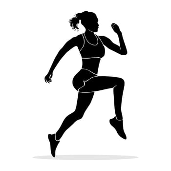 Young girl running isolated on a white background. Vector silhouette