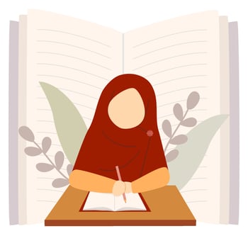 Illustration of a Muslim woman writer vector