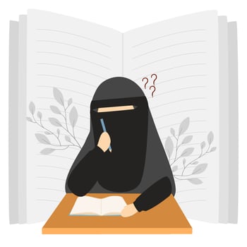 Illustration of a Muslim woman writer vector