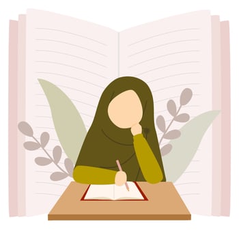 Illustration of a Muslim woman writer vector