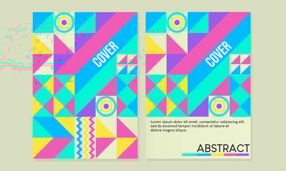 Bauhaus poster design. Modern abstract swiss geometric pattern cover template.triangle,circle,line,square elements. Vector collection illustration