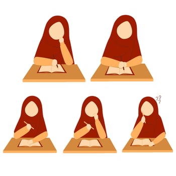 Muslim female writer cartoon collection vector