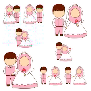Muslim wedding couple collection vector