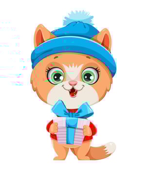 Cute kitten in warm clothes. Funny cat vector