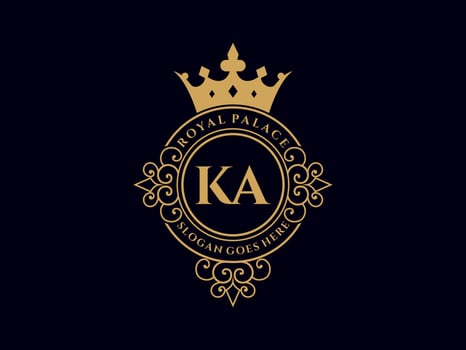 Letter KA Antique royal luxury victorian logo with ornamental frame. vector