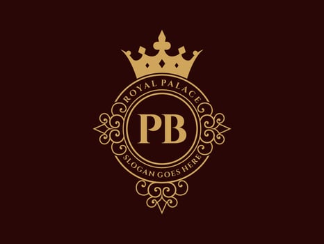 Letter PB Antique royal luxury victorian logo with ornamental frame. vector