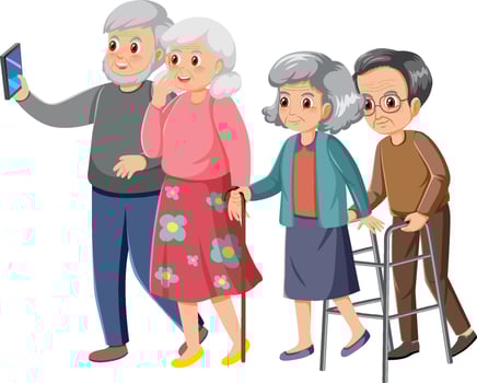Elderly people group on white background vector