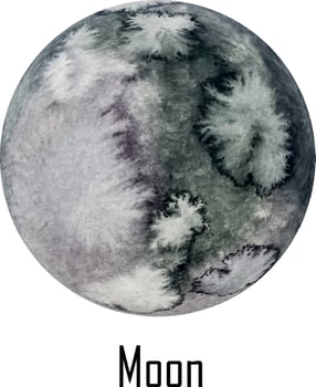 Full watercolor moon illustration. Symbol of new beginning, drea vector