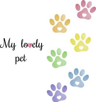 Set of isolated hand drawn watercolor rainbow animal footprints. Watercolor pets footprint. Paw footprint illustration vector