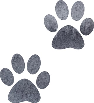 Set of isolated black watercolor animal footprints. Watercolor pets footprint. Paw footprint illustration vector