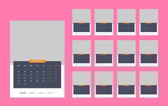 Wall Calendar 2023 Template Design vector