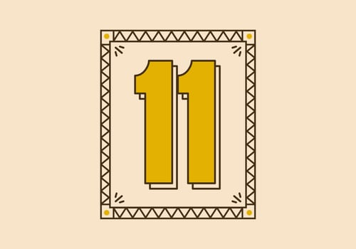 Vintage rectangle frame with number 11 on it vector