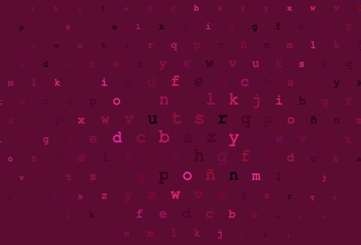 Dark pink vector pattern with ABC symbols.