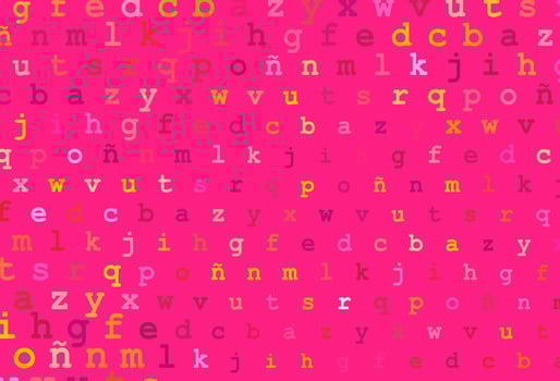 Light pink, yellow vector texture with ABC characters.