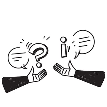 hand drawn doodle bubble chat with question mark and information sign illustration vector