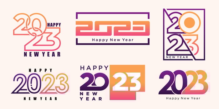 2023 Happy New Year logo text design. 2023 number design template collection . vector illustration.
