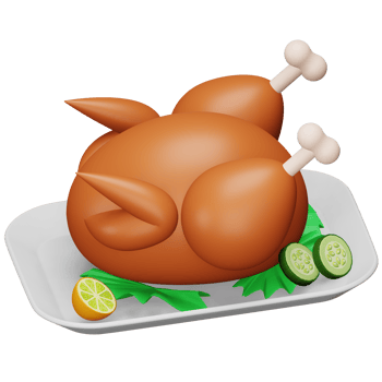 Grilled chicken 3d rendering isometric icon. png
