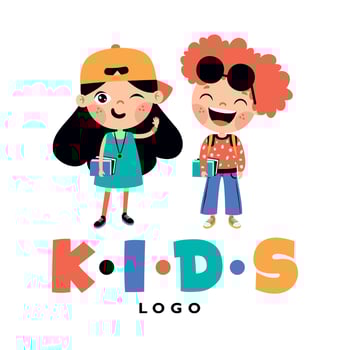 Flat Logo Template For Children vector
