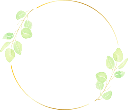 watercolor hand drawn seeded eucalyptus leaf with golden minimal frame png