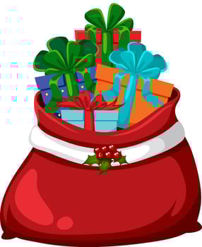 Gift boxes in Christmas bag vector