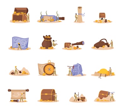 Treasure Hunt Icons Set vector
