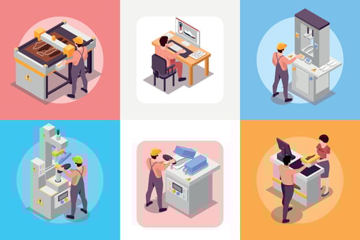 Shoes Production Square Set vector