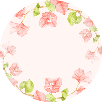 watercolor pink bougainvillea  round wreath frame sticker png