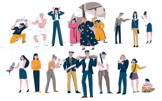 Aggressive People Flat Set vector