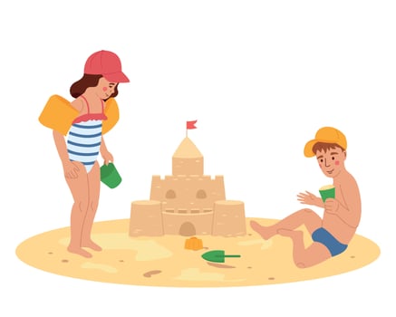 Sand Castles Children Composition vector