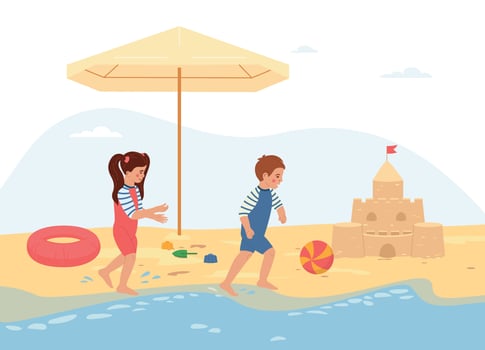 Sun Protection Beach Composition vector