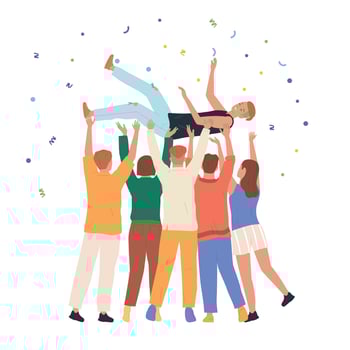 Cheering People Winner Flat Concept vector