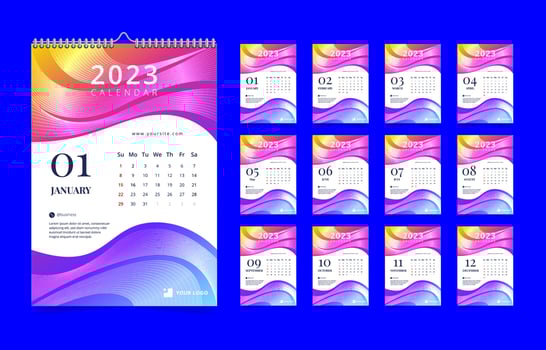 Creative Abstract Calendar 2023 Template vector