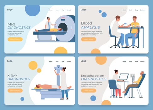 Medical Diagnosis Equipment Flat Web Sites Banner Set vector