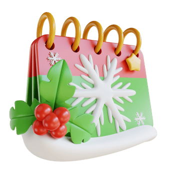 3d illustration Christmas calendar png