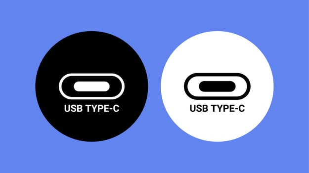 illustration Concept of European Union law to force USB-C charger for all mobile phones. EU flag and USBC universal charging cable vector
