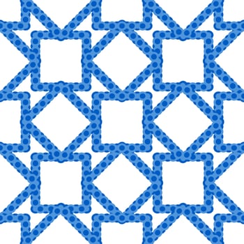 Blue seamless pattern with circle shapes arranged in a long line on  white background. vector