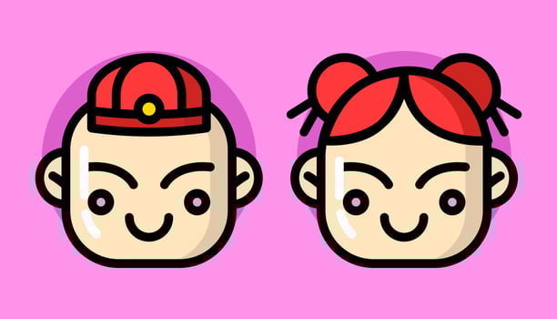 Chinese kid children family vector