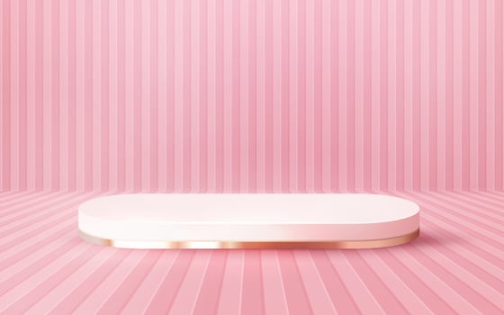 3d abstract scene long luxury pink pastel rose gold podium product presentation mock up show 261022 vector
