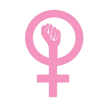 Women's independence logo. Feminism icon. Vector illustration to create your design. Women power vector symbol logo isolated on white background