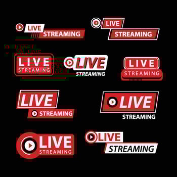 YouTube Live Streaming Badges Set vector
