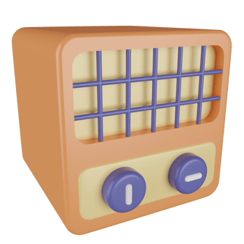 Vintage Radio 3D Render Icon png